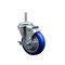 Service Caster 4 Inch Blue Polyurethane Wheel Swivel 34 Inch Threaded Stem Caster with Brake SCC SCC-TS20S414-PPUB-BLUE-TLB-34212 - alternate 1